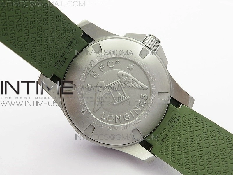 Conquest L3.840.4.56.6 Real Ceramic Bezel SS ZF 1:1 Best Edition Green dial On Green Rubber Strap A2824